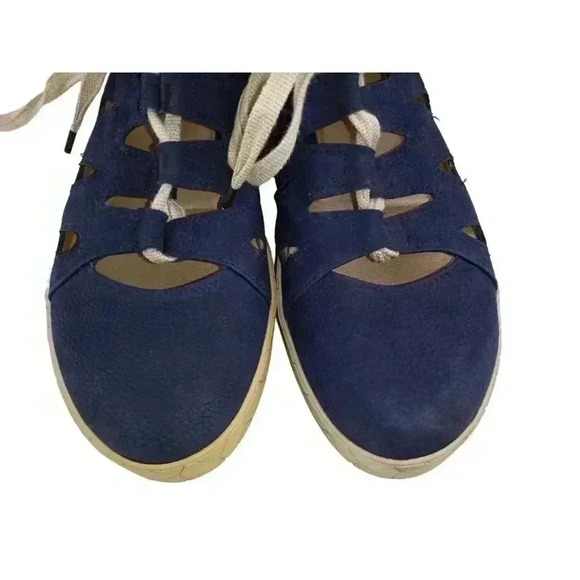 BeautiFeel Sandals Womens 37 Blue Beige Fisherman Lace Up Closed Toe - Picture 3 of 10